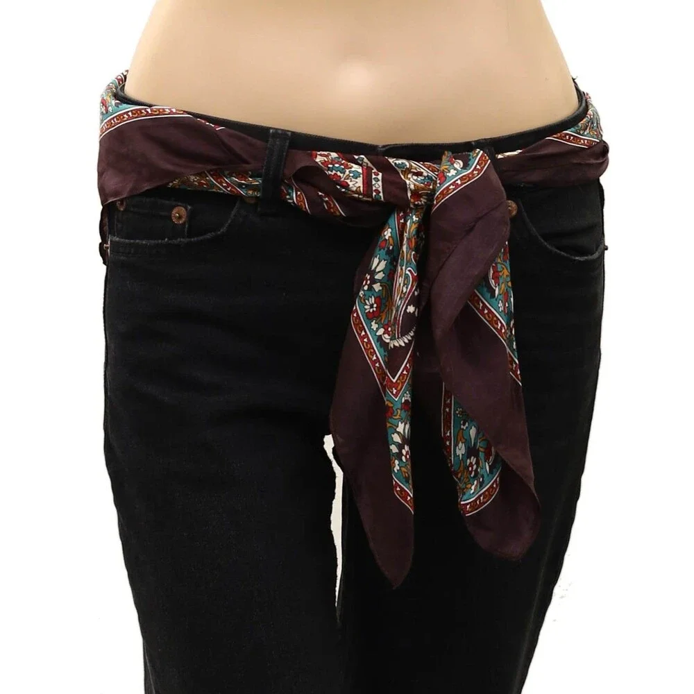 Free People So Silk Printed Bandana Scarf Tube Top Belt Floral Paisley Wrap OS